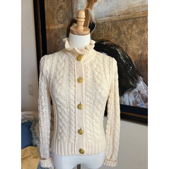 Women's J.Crew Cream Cable Knit Cardigan XXS-S - Picture 1 of 7